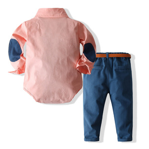 봄 소년 신사복 생일 파티 아기 남자아이 롬퍼와 서스펜더 바지 패션 세트 chushi - Product Image 4