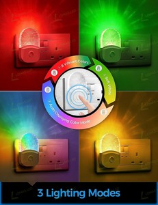 Veilleuses LED dynamiques LOHAS RGB à économie d'énergie 0,5W avec capteur crépusculaire pour salle de jeux et chambre à coucher - Product Image 3