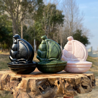 Vente en gros de sculptures de voiliers en cristal naturel de 40 mm, obsidienne et quartz rose, pour le Feng Shui et la décoration intérieure