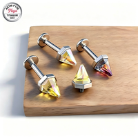 Nouveau Labret en Titane ASTM-F136 Freya avec Cône à Pointe et Zircon à Dos Plat pour Piercing Hélix, Tragus, Cartilage, Lèvre