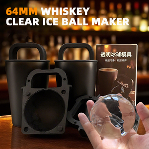 Cetakan Es Batu Kristal Whiskey 64mm, Bola Es, Kubus, Manual, Silikon, untuk Dapur, Rumah, <span class=keywords><strong>Bar</strong></span>, Logo Kustom <span class=keywords><strong>2026</strong></span> - Product Image 1