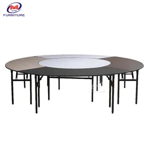 Blanco al aire libre rotonda muebles Hotel restaurante plegable redondo PVC mesas de comedor con sillas conjunto para <span class=keywords><strong>8</strong></span> - Product Image 1