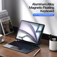 Clavier magnétique flottant en aluminium pour iPad Air 11 2025 avec touches rétroéclairées 7 couleurs à mécanisme ciseaux et pavé tactile multipoint