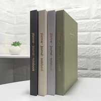 Carnet de notes de luxe en tissu rigide avec logo personnalisé estampé à chaud, agenda quotidien avec boîte cadeau et stylo métallique pour cadeau d'affaires