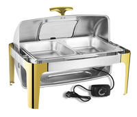 Plaque de cuisson rectangulaire en acier inoxydable 1/2 visible, chauffage électrique, 9L, durable, compatible avec les aliments, pour restaurant et buffet