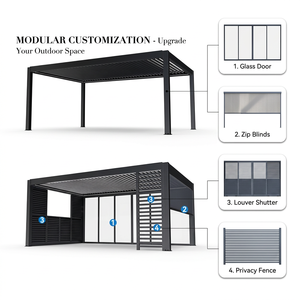 <span class=keywords><strong>Toldo</strong></span> Bioclimático Motorizado <span class=keywords><strong>de</strong></span> Aluminio <span class=keywords><strong>con</strong></span> Puertas Corredizas <span class=keywords><strong>de</strong></span> Vidrio, Luces <span class=keywords><strong>de</strong></span> Cultivo y Control Climático - Product Image 3
