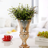Vases en verre cylindriques modernes classiques sur pied, couleur personnalisée, pour mariage, banquet, fête, vase de table en cristal transparent, vente en gros