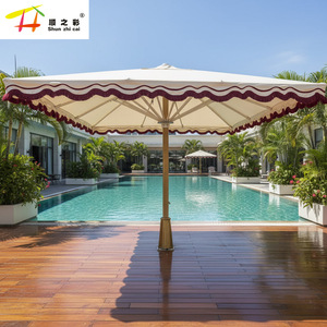 Parasol de <span class=keywords><strong>luxe</strong></span> grand format design palais pour extérieur, en acier inoxydable et aluminium, avec base, haute qualité, résistant au vent - Product Image 3