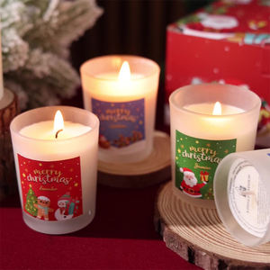 AIKUN Wholesale Factory Supply Handmade Soy Wax Santa Claus Christmas Snowman Fragrance Glass Scented <b>Candles</b> - Product Image 2