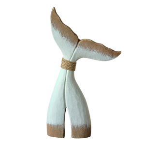 Juego de Adornos de Cola de Ballena de Madera, Estilo Mediterráneo Azul y Blanco, Decoración de Escritorio para el Hogar u Oficina, Forma Irregular, Paquete de Varias Piezas - Product Image 4