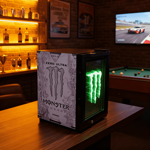 Mini Refrigerador Personalizado con Puerta de Vidrio Láser, Compresor de Bajo Consumo, Refrigerador de Bebidas para Bebidas Energéticas, Estantes Ajustables - Product Image 2