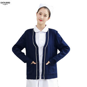 Suéter de punto informal con bordado de logotipo personalizado de fabricación, cárdigans de lana médicos para enfermera de Hospital, abrigos para <span class=keywords><strong>mujer</strong></span> - Product Image 1