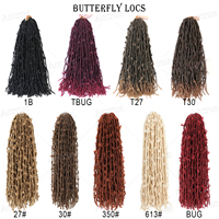 Papillon Locs Cheveux Synthétiques En Détresse Crochet Tresses Boho Locs Noir Ombre Brun Déesse Pré Boucle Twist Faux Locs
