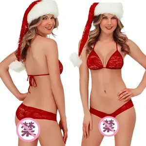 Arrivée robe de noël noël Sexy Lingerie Offres Spéciales nouveau coton rouge mince sexe sous-vêtements vêtements pour femmes Sexy Lingerie 5 pièces