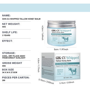 Baume au suif de bœuf nourri à l'herbe 60 ml GHK-CU, réparateur de barrière cutanée au <span class=keywords><strong>miel</strong></span>, crème hydratante fouettée pour le corps, crème anti-âge pour le visage OEM - Product Image 3