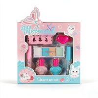 Kit de maquillage végétalien pour enfants, thème sirène, jeu d'imitation pour filles, coffret cadeau beauté, fard à paupières, brillant à lèvres, vernis à ongles, jouet