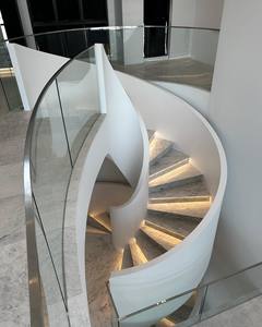 <span class=keywords><strong>Escalera</strong></span> Curva Flotante de Lujo con Peldaños de Mármol Natural e Iluminación LED - Product Image 6