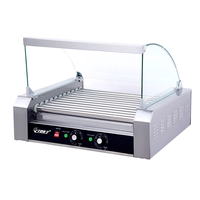 Grille à saucisses en acier inoxydable de qualité commerciale, machine à griller les hot-dogs avec double contrôle de température indépendant