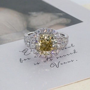 Paston haute qualité Silver925 coloré Moissanite bague de fiançailles <span class=keywords><strong>prix</strong></span> de gros jaune rose vert fantaisie Moissanite bague - Product Image 4