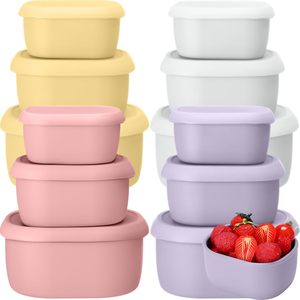 Hot Silicone Containers Foldable Silicone Food <b>Storage</b> Containers BPA Free Dishwasher and Freezer Safe - Product Image 6