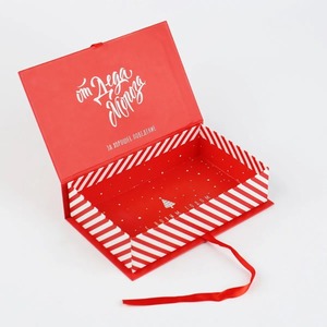 Red Christmas <b>Magnetic</b> Gift <b>Box</b>, Book Style Folding <b>Box</b> with Ribbon for Holiday Presents - Product Image 5