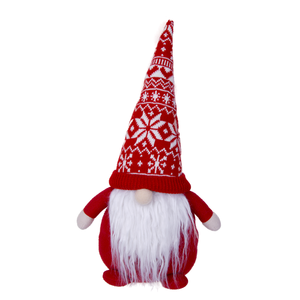 Großer Innen weihnachts baum dekorations zwerg, rote Schneeflocken, die Plüsch gefüllte gesichtslose Elf stehen