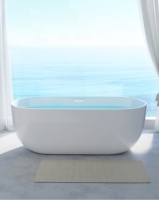 Baignoire autoportante ovale cannelée en acrylique au design moderne, écologique, durable, facile à nettoyer, pour une immersion profonde dans la salle de bain