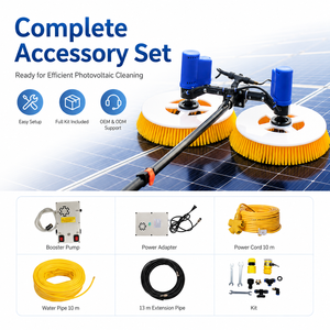 Machine de nettoyage de panneaux solaires 70 cm, <span class=keywords><strong>brosse</strong></span> rotative double, moteur sans balais 24 V 150 W, équipement de nettoyage télescopique pour centrales solaires - Product Image 4