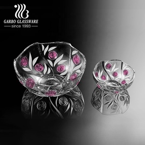 ชุดชามแก้วตกแต่งลา<span class=keywords><strong>ย</strong></span>ดอกไม้<span class=keywords><strong>สีชมพู</strong></span> 7 ชิ้น สำหรับใส่ไอศกรีมหรือผลไม้ เหมาะสำหรับใช้ในครอบครัว - Product Image 3