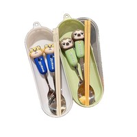 Judy Nick – ensemble de couverts en acier inoxydable 304, cuillère, fourchette, vaisselle pour enfants, avec boîte de rangement portable
