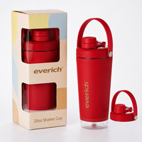 Gobelet isotherme en acier inoxydable de 20 oz avec logo personnalisé, couvercle anti-fuite et base de rangement pour le mélange de protéines en poudre