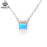 Collier ras du cou vintage en argent sterling 925 plaqué or pour femme avec pendentif en opale bleue véritable et moissanite, bijoux fins pour mariage