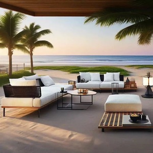 Factory Customization Garden Corner <b>Lounge</b> Couch Furniture Outdoor Patio Sectional Rattan Teak Wood Sectional Set - Product Image 2
