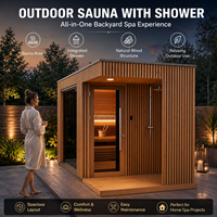 Sauna traditionnel carré en bois pour l'extérieur, combinaison sauna vapeur et douche vapeur