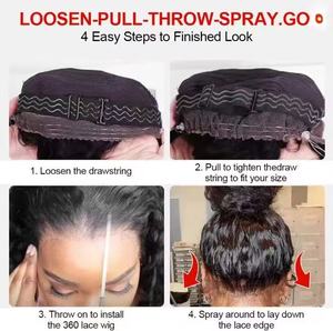 Parrucca anteriore da 30 40 pollici con onda profonda da donna <span class=keywords><strong>capelli</strong></span> <span class=keywords><strong>veri</strong></span> e 300% densità <span class=keywords><strong>capelli</strong></span> <span class=keywords><strong>veri</strong></span> parrucca 360 gradi HD con onda d'acqua anteriore in pizzo pieno - Product Image 5