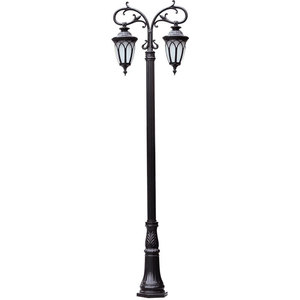Lampadaire de jardin extérieur en fer avec abat-jour en verre LED, lumière blanc chaud 2700K, IP66, ampoule A19 non amovible, AC 220V, détecteur de mouvement, alimenté par énergie solaire - Product Image 1
