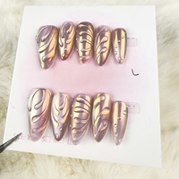 Arte de uñas hecho a mano 3D gel espejo mágico polvo estilo almendra piezas de uñas a granel al por mayor