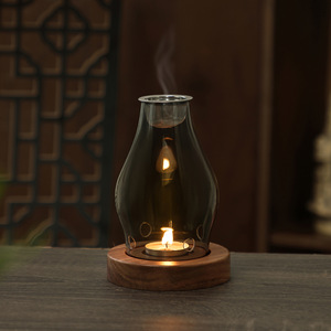 Lampada per Candele e Incenso <span class=keywords><strong>Vintage</strong></span>, Stufa per Aromaterapia Stile Cinese, Portacandele in Vetro Antivento Fatto a Mano con Paralume in Vetro - Product Image 3