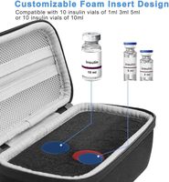 Boîte de rangement portable en EVA isolante et antichoc pour insuline, pour diabétiques, flacons standard de 1 ml, 3 ml, 5 ml et 10 ml, sans pack de glace