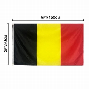 Drapeau promotionnel de la <span class=keywords><strong>Belgique</strong></span>, taille standard Coupe d'Europe, imprimé 100% polyester, motif noir jaune rouge, avec œillets, 3x5 - Product Image 1