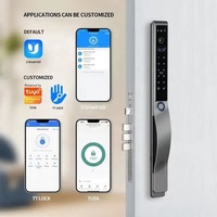 Serrure de porte électronique intelligente 3D de luxe en verre IP68, avec poignée, compatible Tuya TT, à clé numérique, gris, vente en gros, prix usine