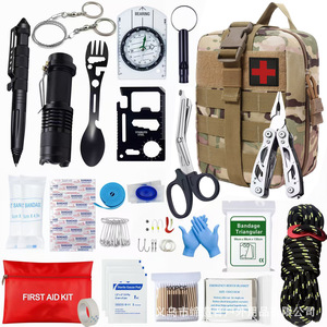 Survival Tool <b>Kit</b> 20x15x10cm Stainless Steel Outdoor Camping Emergency First Aid Gear Set With Compass Flashlight Multi-tool - Product Image 3