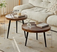 Table à thé en bois en forme d'anneaux d'arbre moderne deux tailles ensembles de table d'appoint en noyer café pour la maison meubles de salon canapé à vendre