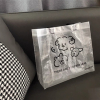 Sac de courses personnalisé en PP tissé moyen avec poignée, motif imprimé, écologique et recyclable