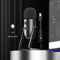 Microphone à condensateur USB sans fil professionnel avec suppression du bruit pour studio d'enregistrement, diffusion en direct sur ordinateur de bureau