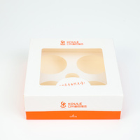 Boîte à tartelettes en papier de qualité alimentaire avec logo personnalisé et fenêtre transparente en PET, emballage jetable pour pâtisserie, desserts et tartelettes