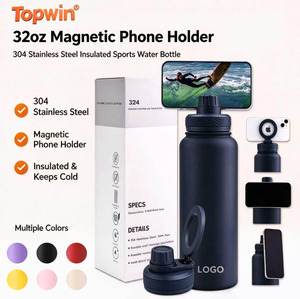Termo Deportivo Aislado al Vacío de 32oz con Tapa Magnética, Botella de Agua de Acero Inoxidable para Gimnasio con Soporte para Teléfono, al por Mayor - Product Image 1