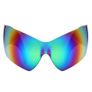 <b>Clutch</b> - Modern Rimless Oversized Color Pop Curved Sunglasses - Product Image 1