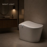 WC intelligent monobloc en céramique avec ouverture/fermeture automatique, bidet à capteur, chasse d'eau, siège chauffant, séchoir à air et télécommande