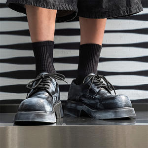 Comode e versatili scarpe in pelle autunnale alta retrò per uomo <span class=keywords><strong>donna</strong></span> in pelle bovina che aumenta l'altezza del <span class=keywords><strong>Derby</strong></span> - Product Image 2